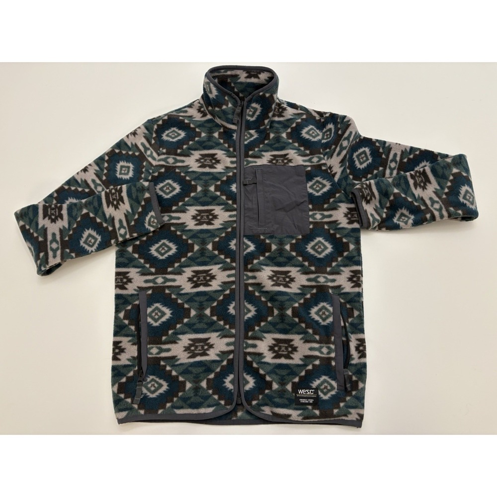 WESC Moritz Aztec AOP Polar Fleece Jacket Gorpcore Outdoor Unisex S/M